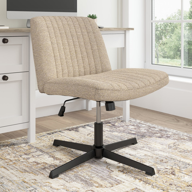 BUSH INDUSTRIES INC. CH4201CBF-03 Bush Furniture Sutton Ergonomic Fabric Armless Mid Back Computer Chair Without Wheels, Cool Beige Fabric, Standard Delivery