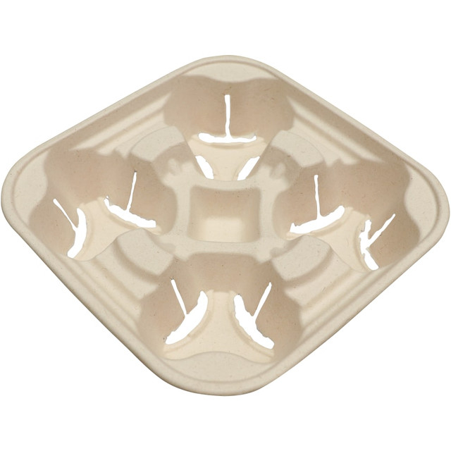 WORLD CENTRIC CCFB4LF  Fiber Cup Carriers, Natural, Carton Of 600 Carriers