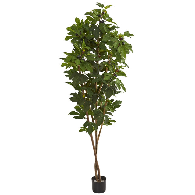 NEARLY NATURAL INC. 9167 Nearly Natural Fig 81inH Artificial Tree With Pot, Green/Black NEARLY NATURAL INC. 9167 Nearly Natural Fig 81inH Artificial Tree With Pot, Green/Black