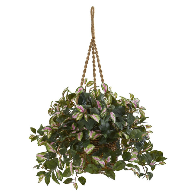 NEARLY NATURAL INC. 6490 Nearly Natural Hoya 30inH Artificial Plant With Hanging Basket, 30inH x 26inW x 26inD, Green NEARLY NATURAL INC. 6490 Nearly Natural Hoya 30inH Artificial Plant With Hanging Basket, 30inH x 26inW x 26inD, Green