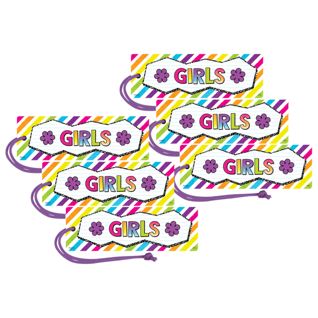 EDUCATORS RESOURCE TCR77062-6 Teacher Created Resources Brights 4ever Magnetic Hall Passes, 6-3/4in x 2-1/4in, Girls, Pack Of 6 Passes EDUCATORS RESOURCE TCR77062-6 Teacher Created Resources Brights 4ever Magnetic Hall Passes, 6-3/4in x 2-1/4in, Girls, Pack Of 6 Passes
