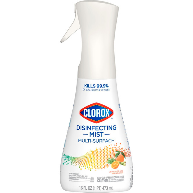 THE CLOROX COMPANY 044600601519 Clorox Disinfecting Mist Multi-Surface Spray, Lemongrass Mandarin, 16 Fl Oz THE CLOROX COMPANY 044600601519 Clorox Disinfecting Mist Multi-Surface Spray, Lemongrass Mandarin, 16 Fl Oz