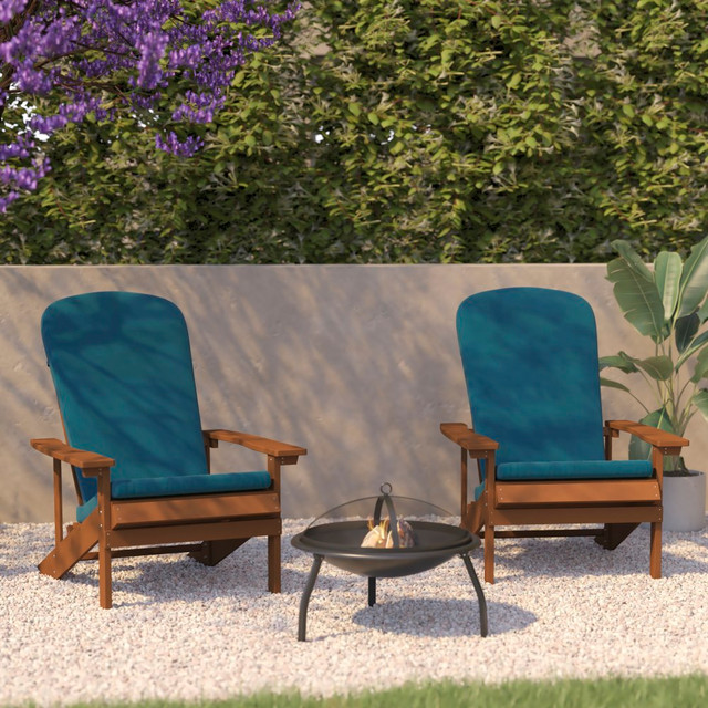 FLASH FURNITURE 2JJC14501CSTLTK Charlestown All-Weather Outdoor Furniture Adirondack Chairs With Cushions, Teal/Teak, Set Of 2 Chairs FLASH FURNITURE 2JJC14501CSTLTK Charlestown All-Weather Outdoor Furniture Adirondack Chairs With Cushions, Teal/Teak, Set Of 2 Chairs
