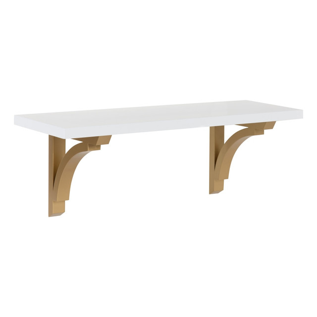 UNIEK INC. 212592 Kate And Laurel Corblynd Wall Shelf, 8-9/16inH x 24inW x 8inD, White/Gold UNIEK INC. 212592 Kate And Laurel Corblynd Wall Shelf, 8-9/16inH x 24inW x 8inD, White/Gold