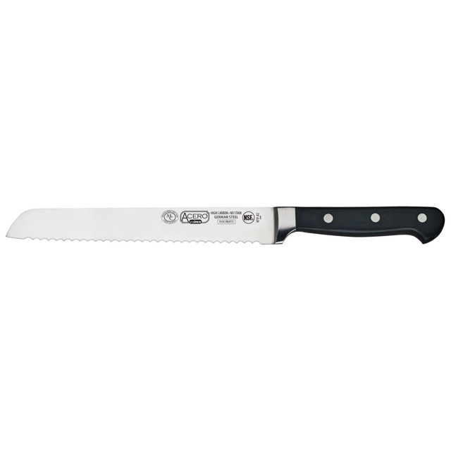 WINCO KFP-82 Acero Bread Knife, 8in, Silver/Black WINCO KFP-82 Acero Bread Knife, 8in, Silver/Black