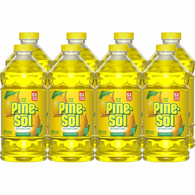 THE CLOROX COMPANY 60165CT Pine-Sol Multi-Surface Cleaner - For Multi Surface - Concentrate - Liquid - 40 fl oz (1.3 quart) - Lemon Fresh Scent - Deodorize, Disinfectant, Dilutable - Yellow - 8 / Carton