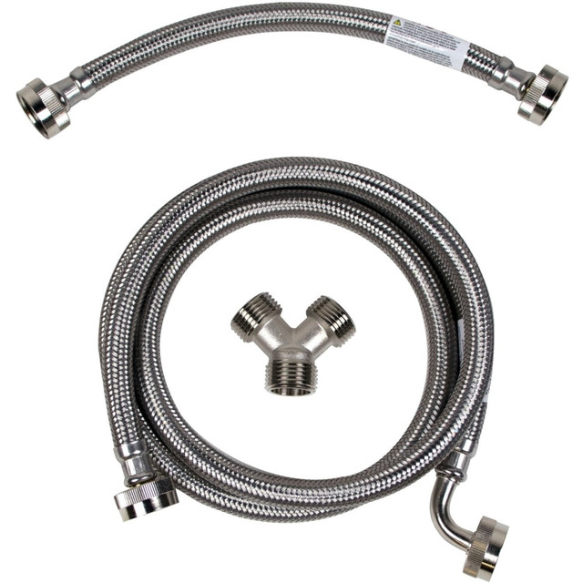 SELA PRODUCTS, LLC STMKIT2 Certified Appliance Accessories Braided Stainless Steel Steam Dryer Installation Kit with Elbow, 5ft - Stainless Steel, PVC, Polyester, Vinyl - Silver, Clear SELA PRODUCTS, LLC STMKIT2 Certified Appliance Accessories Braided Stainless Steel Steam Dryer Installation Kit with Elbow, 5ft - Stainless Steel, PVC, Polyester, Vinyl - Silver, Clear