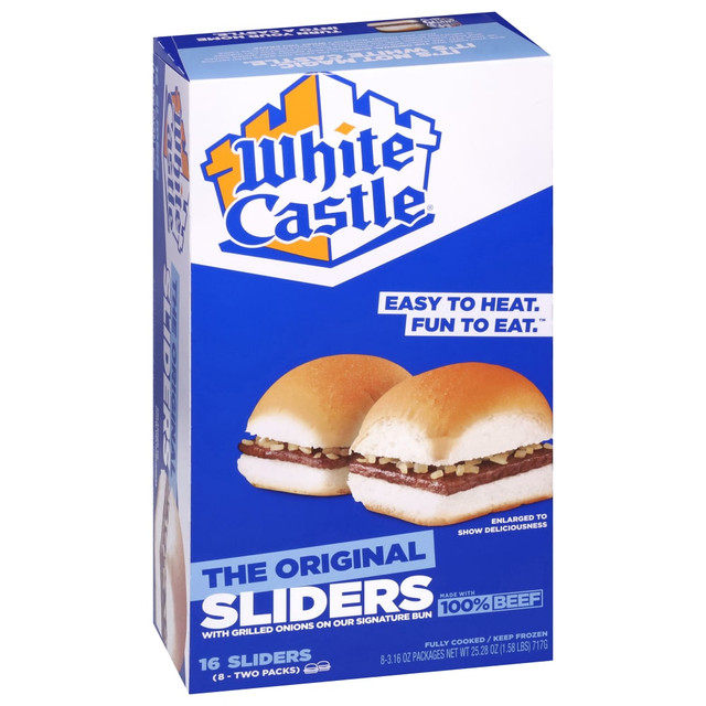 WHITE CASTLE SYSTEM INC. 00082988000166 White Castle Individually Wrapped Original Hamburger Sliders, 25.28 Oz, Carton Of 16 Sliders
