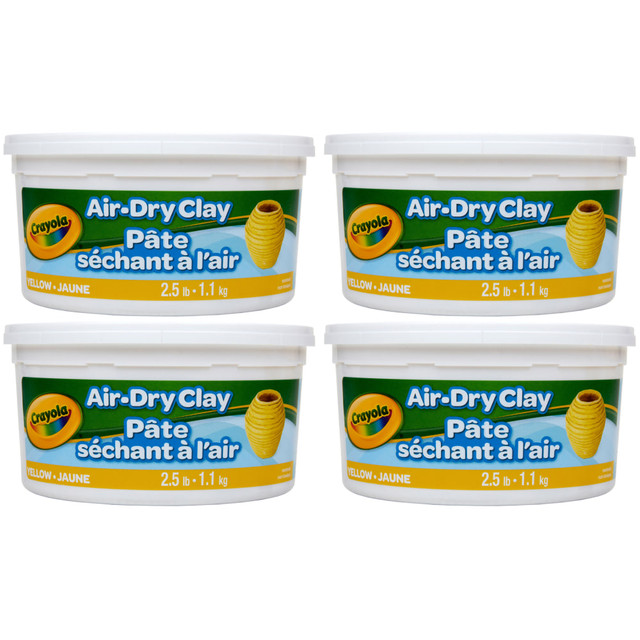EDUCATORS RESOURCE BIN575134-4 Crayola Air Dry Clay Buckets, 2.5 Lb, Yellow, Pack Of 4 Buckets EDUCATORS RESOURCE BIN575134-4 Crayola Air Dry Clay Buckets, 2.5 Lb, Yellow, Pack Of 4 Buckets