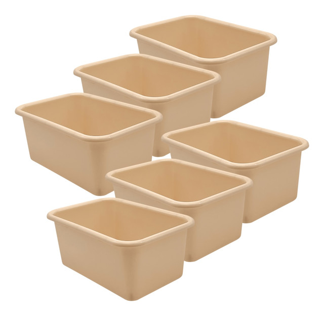 EDUCATORS RESOURCE TCR20982-6 Teacher Created Resources Small Plastic Storage Bins, 5inH x 7-3/4inW x 11-3/8inD, Light Brown, Pack Of 6 Bins EDUCATORS RESOURCE TCR20982-6 Teacher Created Resources Small Plastic Storage Bins, 5inH x 7-3/4inW x 11-3/8inD, Light Brown, Pack Of 6 Bins