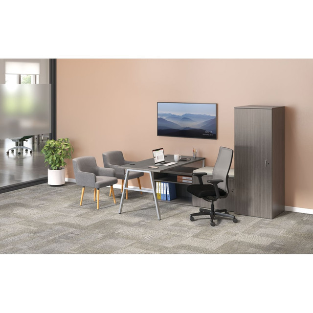 HON HONMOD103  Mod A-Leg 84inW Table Writing Desk, Slate Teak/Silver/Cool Neutral