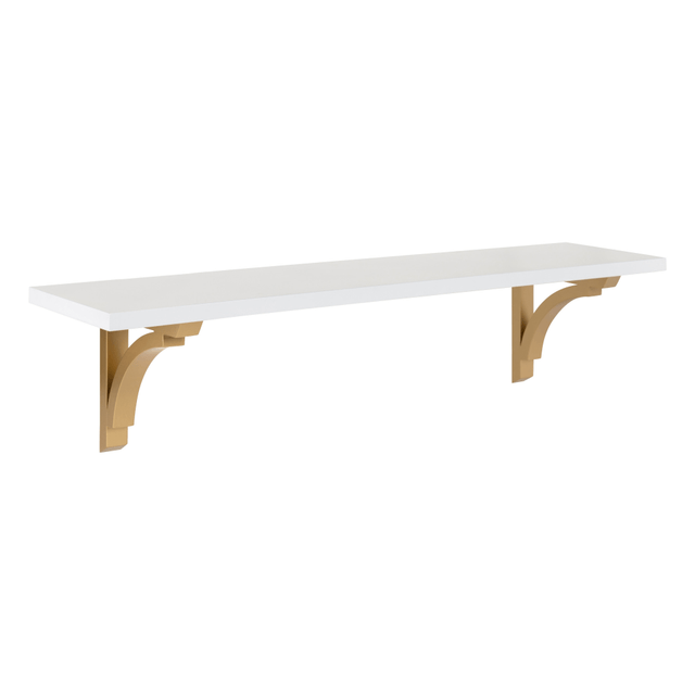 UNIEK INC. 212595 Kate And Laurel Corblynd Wall Shelf, 8-9/16inH x 36inW x 8inD, White/Gold UNIEK INC. 212595 Kate And Laurel Corblynd Wall Shelf, 8-9/16inH x 36inW x 8inD, White/Gold