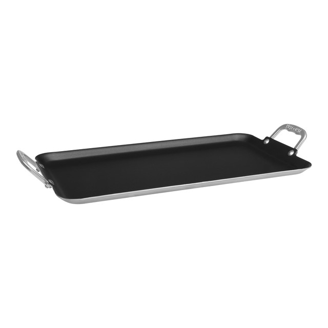 EKCO(R) 4046755 Vasconia Aluminum Nonstick Double Burner Griddle, 20-1/2in x 10-1/4in x 2-7/16in, Metallic EKCO(R) 4046755 Vasconia Aluminum Nonstick Double Burner Griddle, 20-1/2in x 10-1/4in x 2-7/16in, Metallic