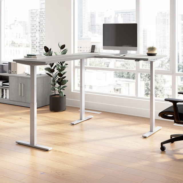 BUSH INDUSTRIES INC. M6SL6078PGSK Bush Business Furniture Move 60 Series 60inW Height Adjustable L Shaped Standing Desk, Platinum Gray/Cool Gray Metallic, Standard Delivery BUSH INDUSTRIES INC. M6SL6078PGSK Bush Business Furniture Move 60 Series 60inW Height Adjustable L Shaped Standing Desk, Platinum Gray/Cool Gray Metallic, Standard Delivery
