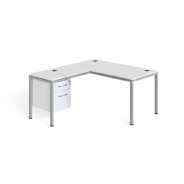 NORSTAR OFFICE PRODUCTS INC. SGSD029-203-WT Boss Office Products Simple System Workstation L-Desk With Return & Pedestal, 30inH x 71inW x 29inD, White NORSTAR OFFICE PRODUCTS INC. SGSD029-203-WT Boss Office Products Simple System Workstation L-Desk With Return & Pedestal, 30inH x 71inW x 29inD, White