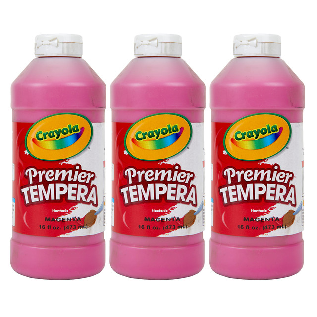 EDUCATORS RESOURCE BIN541216069-3 Crayola Premier Tempera Paints, 16 Oz, Magenta, Pack Of 3 Paints
