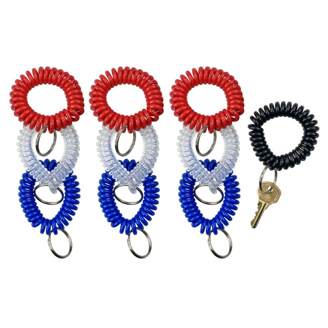 EDUCATORS RESOURCE BAUMKC7000-10 Baumgartens Wrist Coil Key Chains, Assorted Colors, Pack Of 10 Key Chains