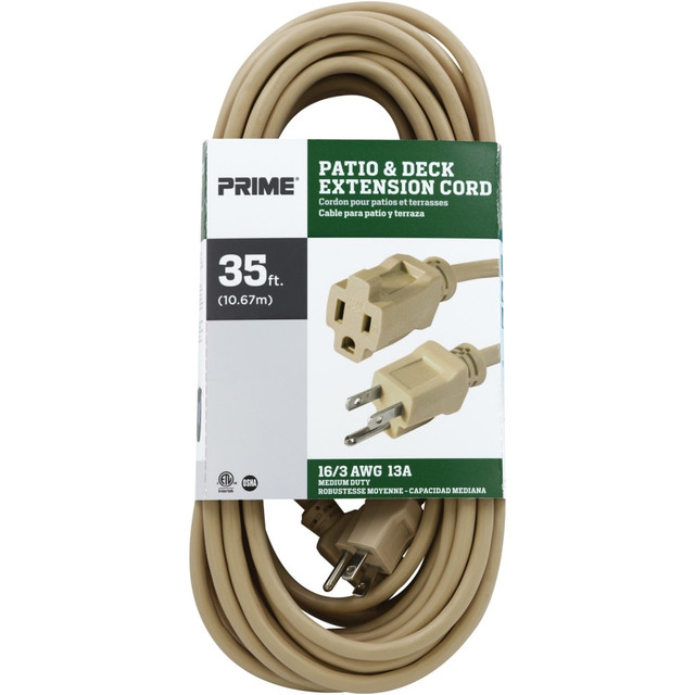 Power your equipment with the Prime 16/3 SJTW Landscape Extension Cord. The water- and abrasion-resistant design affords durability, while the nickel-coated brass blades are resistant to corrosion for lasting use.  Water- and abrasion-resistant design affords durability.  Flame retardant.  Nickel-coated brass blades are resistant to corrosion.  Flexible in temperatures ranging from -40F to 140F.  Backed by the manufacturer's 1-year limited warranty.