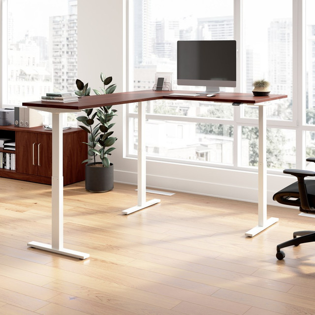 BUSH INDUSTRIES INC. M6SL6078HCWK Bush Business Furniture Move 60 Series 60inW Height Adjustable L Shaped Standing Desk, Hansen Cherry/White Powder Coat, Standard Delivery BUSH INDUSTRIES INC. M6SL6078HCWK Bush Business Furniture Move 60 Series 60inW Height Adjustable L Shaped Standing Desk, Hansen Cherry/White Powder Coat, Standard Delivery