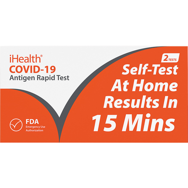 IHEALTH LAB INC. ICO3000_CA iHealth COVID-19 At Home Antigen Rapid Tests, 6-3/16in x 3-1/4in, Case Of 180 Tests