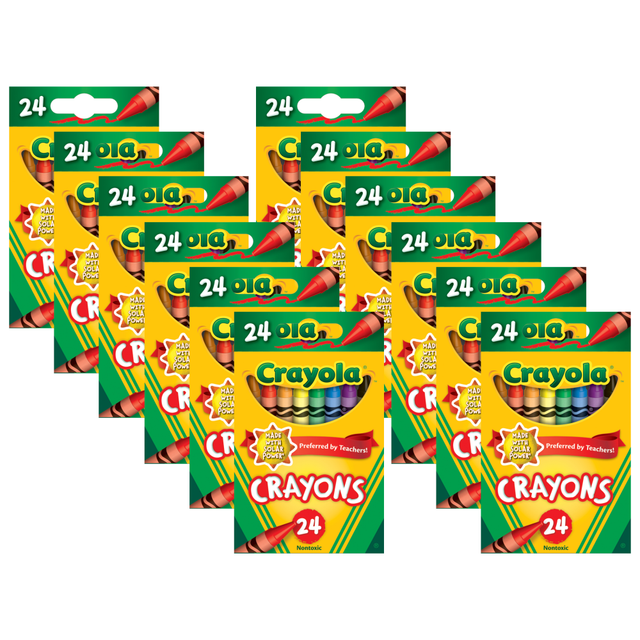 EDUCATORS RESOURCE BIN3024-12 Crayola Crayons, Regular Size, Assorted Colors, 24 Crayons Per Box, Set Of 12 Boxes EDUCATORS RESOURCE BIN3024-12 Crayola Crayons, Regular Size, Assorted Colors, 24 Crayons Per Box, Set Of 12 Boxes