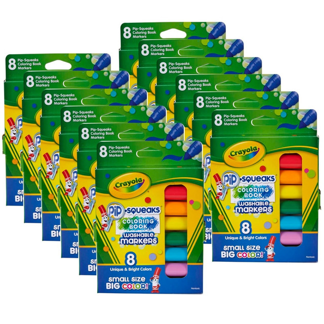 EDUCATORS RESOURCE BIN588704-12 Crayola Pip Squeaks Washable Coloring Book Markers, Set Of 12 Packs, Broad Point, Assorted Colors, 8 Markers Per Pack EDUCATORS RESOURCE BIN588704-12 Crayola Pip Squeaks Washable Coloring Book Markers, Set Of 12 Packs, Broad Point, Assorted Colors, 8 Markers Per Pack