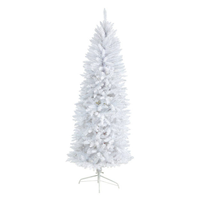 NEARLY NATURAL INC. T4500 Nearly Natural Fir 72inH Slim Artificial Christmas Tree With Bendable Branches, 72inH x 29inW x 29inD, White