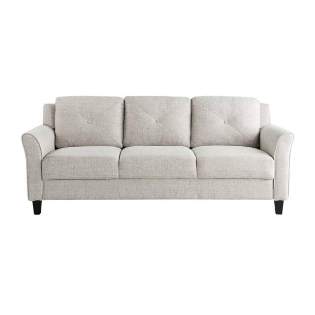 LIFESTYLE SOLUTIONS INC. CCHRFKS3BGEVA Lifestyle Solutions Hanson Microfiber Sofa With Curved Arms, Beige/Black LIFESTYLE SOLUTIONS INC. CCHRFKS3BGEVA Lifestyle Solutions Hanson Microfiber Sofa With Curved Arms, Beige/Black