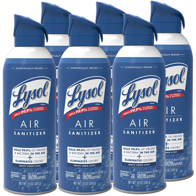 New from Lysol, Lysol Air Sanitizer Spray is the first EPA registered air sanitizer (EPA Reg No 777-143) to eliminate both viruses and bacteria in the air when used as directed. Use this spray to help protect from the spread of airborne pathogens in the air. Lysol Air Sanitizer Spray is tested and proven to eliminate 99.9% of viruses and bacteria in the air when used as directed. Lysol Air Sanitizer Spray is easy to add into your cleaning routine, use it to sanitize the air and eliminate odors by killing odor-causing bacteria in the air.  Proprietary formula with active molecules proven effective to kill 99.9% of viruses and bacteria in the air  Helps reduce the spread of airborne pathogens  Eliminates odors by killing odor-causing bacteria  Leaves behind a clean and lightly scented air