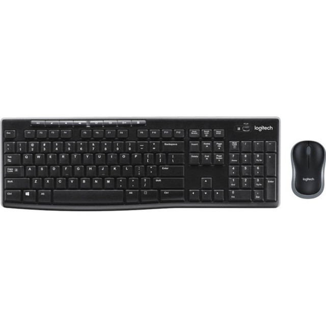 LOGITECH 920-008813  MK270 Wireless Keyboard and Mouse Combo - USB Plunger Wireless RF 2.40 GHz Keyboard - 103 Key - English (US) - Black - USB Wireless RF Mouse - Optical - 1000 dpi - Black - Symmetrical - AAA, AA - Compatible with PC