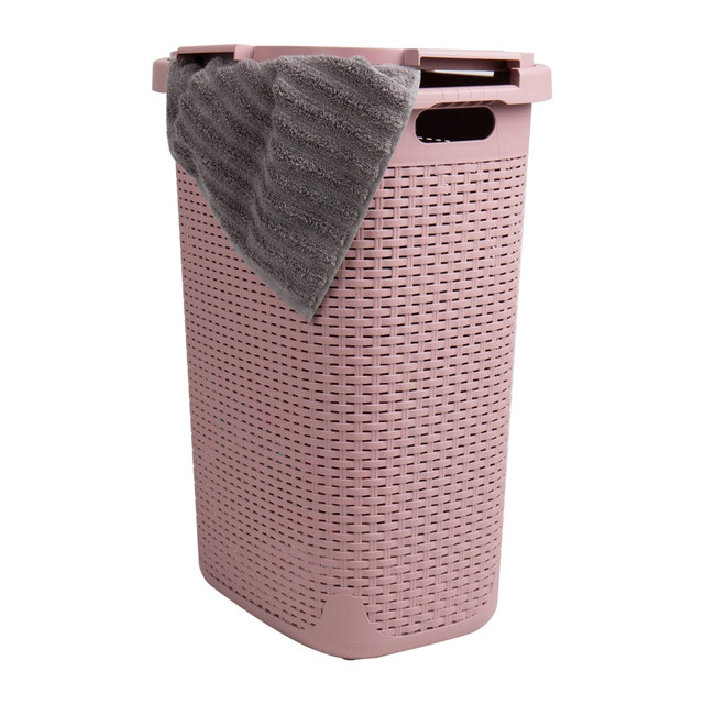 EMS MIND READER LLC 60HAMP-PNK Mind Reader 60L Slim Laundry Hamper Clothes Basket With Lid, 24-3/20inH x 13-3/4inW x 17-13/20inL, Pink EMS MIND READER LLC 60HAMP-PNK Mind Reader 60L Slim Laundry Hamper Clothes Basket With Lid, 24-3/20inH x 13-3/4inW x 17-13/20inL, Pink