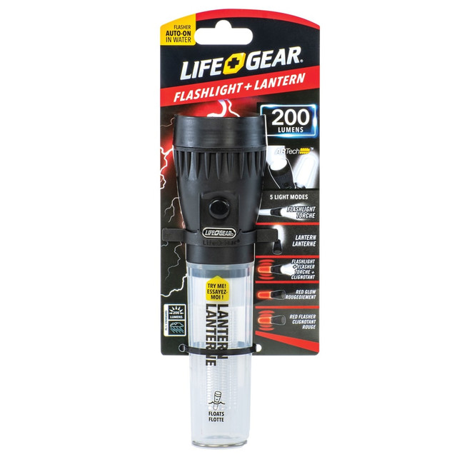 DORCY INTERNATIONAL INC. 41-3744 Life+Gear 4W Battery-Powered Non-Rechargeable 200-Lumen Floating Flashlight And Lantern, 2-5/16inH x 2-5/16inW x 8inD, Black