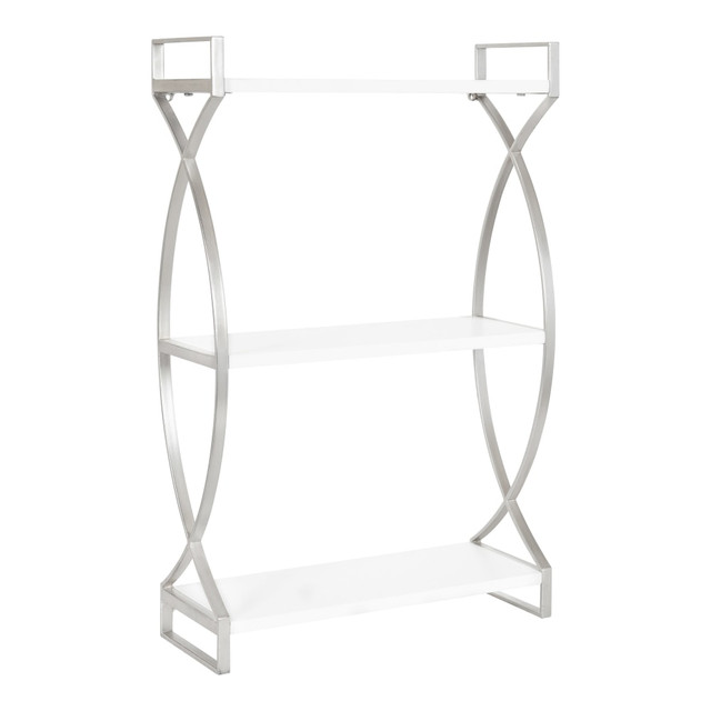UNIEK INC. 223302 Kate and Laurel Arietta Tiered Shelves, 28inH x 18inW x 6-1/2inD, White/Silver