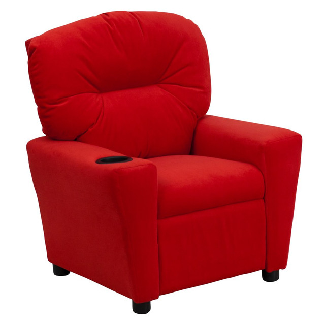 FLASH FURNITURE BT7950KIDMICRED Contemporary Kids Microfiber Recliner Accent Chair With Cup Holder, Red FLASH FURNITURE BT7950KIDMICRED Contemporary Kids Microfiber Recliner Accent Chair With Cup Holder, Red