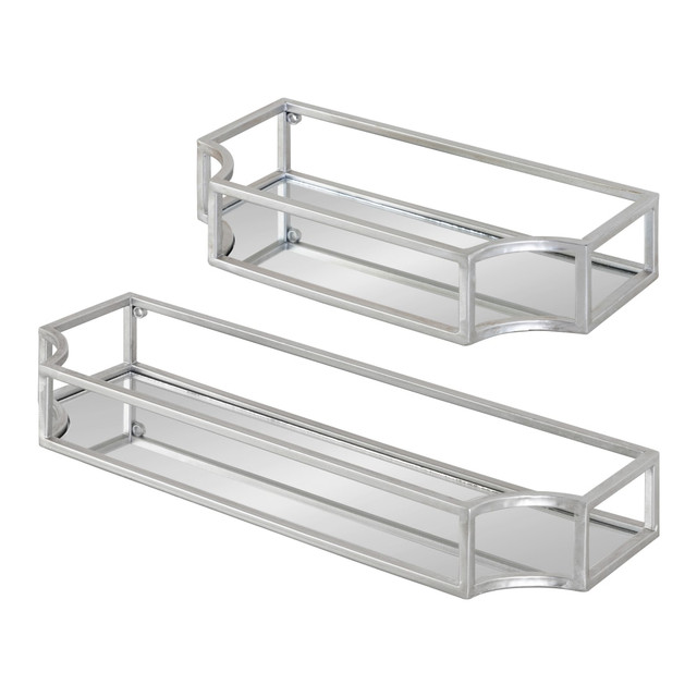 UNIEK INC. 218869 Kate and Laurel Ciel Metal Wall Shelf Set, Silver/Mirror, Set Of 2 Shelves UNIEK INC. 218869 Kate and Laurel Ciel Metal Wall Shelf Set, Silver/Mirror, Set Of 2 Shelves