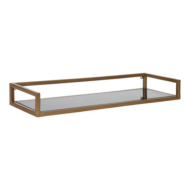 UNIEK INC. 217957 Kate and Laurel Blex Metal And Glass Wall Shelf, 3inH x 24inW x 8inD, Gold/Black