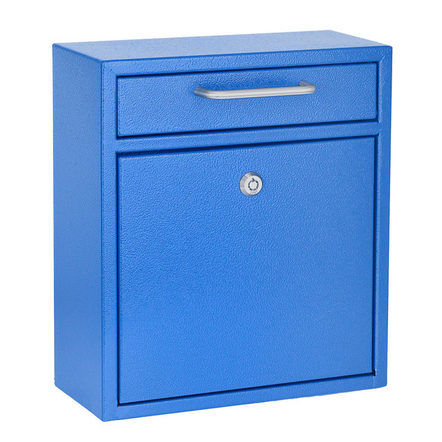 ADIR CORP. ADI631-05-BLU AdirOffice Medium Mail Wall-Mount Drop Box With High Security Key Locking System, 12inH x 10-7/16inW x 4-1/2inD, Blue ADIR CORP. ADI631-05-BLU AdirOffice Medium Mail Wall-Mount Drop Box With High Security Key Locking System, 12inH x 10-7/16inW x 4-1/2inD, Blue
