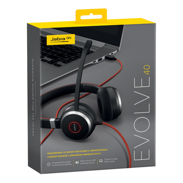 GN AUDIO USA INC. 100-55910000-02 Jabra Evolve 40 Stereo - Headset - on-ear - wired - USB, 3.5 mm jack