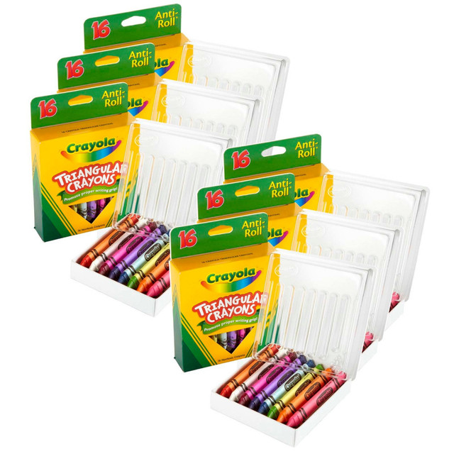 EDUCATORS RESOURCE BIN524016-6 Crayola Triangular Crayons, Large Size, Assorted Colors, 16 Crayons Per Box, Set Of 6 Boxes EDUCATORS RESOURCE BIN524016-6 Crayola Triangular Crayons, Large Size, Assorted Colors, 16 Crayons Per Box, Set Of 6 Boxes