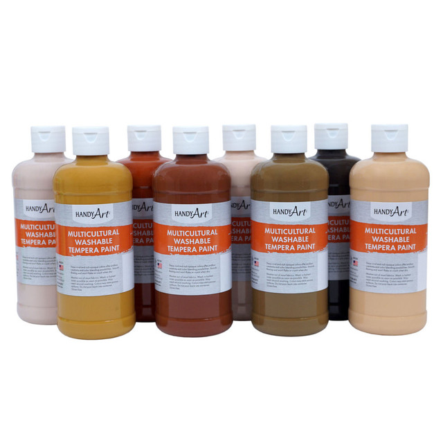 MEXICAN INN CHILI PRODUCTS RPC882267 Handy Art Washable Multicultural Tempera Paints, 16 Oz, Assorted, Pack Of 8 Paints MEXICAN INN CHILI PRODUCTS RPC882267 Handy Art Washable Multicultural Tempera Paints, 16 Oz, Assorted, Pack Of 8 Paints