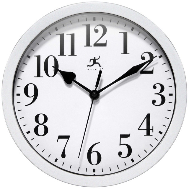INFINITY INSTRUMENTS 20048SV-4400 Simple Round Wall Clock, 9in, Silver INFINITY INSTRUMENTS 20048SV-4400 Simple Round Wall Clock, 9in, Silver