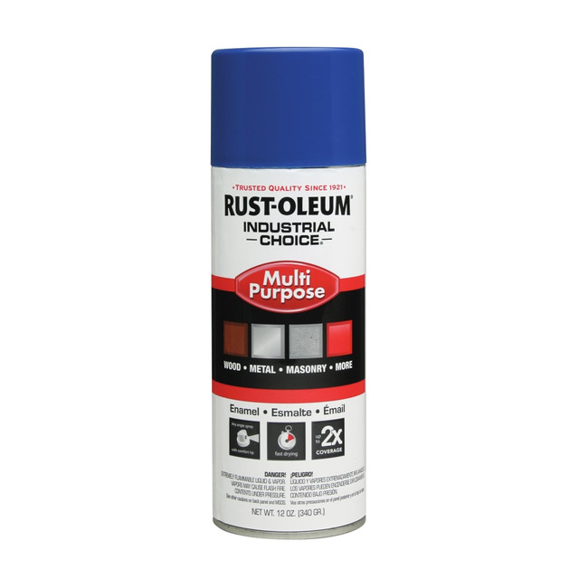 RUST-OLEUM CORPORATION 1624830 Rust-Oleum Industrial Choice 1600 System Multi-Purpose Enamel Spray Paint, 12 Oz, Gloss Safety Blue, Case Of 6 Cans
