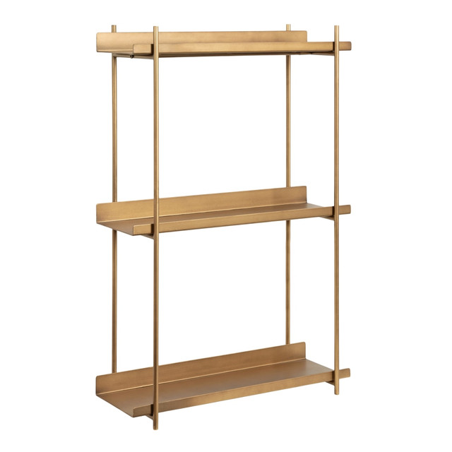 UNIEK INC. 227181 Kate and Laurel Dominic Tiered Wall Shelves, 30inH x 20inW x 7inD, Gold UNIEK INC. 227181 Kate and Laurel Dominic Tiered Wall Shelves, 30inH x 20inW x 7inD, Gold