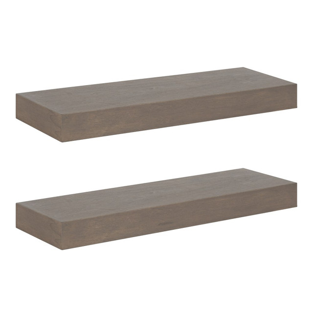 UNIEK INC. 219344 Kate and Laurel Havlock Wood Shelf Set, 2-1/4inH x 24inW x 8inD, Gray, Set Of 2 Shelves UNIEK INC. 219344 Kate and Laurel Havlock Wood Shelf Set, 2-1/4inH x 24inW x 8inD, Gray, Set Of 2 Shelves