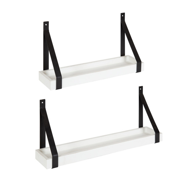 UNIEK INC. 221643 Kate and Laurel Sudbury Wood and Metal Wall Shelf Set, White/Black, Set Of 2 Shelves UNIEK INC. 221643 Kate and Laurel Sudbury Wood and Metal Wall Shelf Set, White/Black, Set Of 2 Shelves