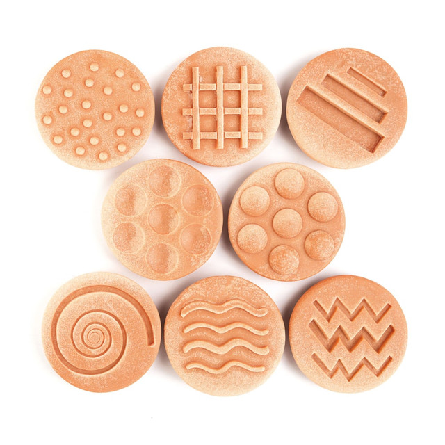 Create a tactile experience for young students using Yellow Door Sensory Stones. With fun designs, this set of stones provides a variety of patterns to explore.  Set comes with stones with different designs.  Ideal for sensory play, messy play and mark making.  Teaching guide included.