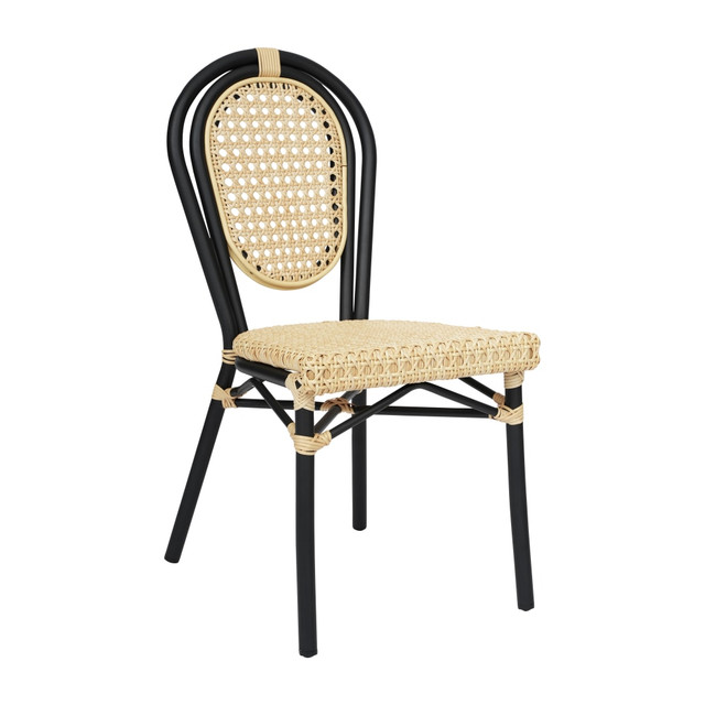 FLASH FURNITURE SDA642111NBK Cannes Indoor/Outdoor Commercial Thonet Bistro Stacking Chair, PE Cane Rattan and Aluminum Frame, Natural/Black Frame FLASH FURNITURE SDA642111NBK Cannes Indoor/Outdoor Commercial Thonet Bistro Stacking Chair, PE Cane Rattan and Aluminum Frame, Natural/Black Frame