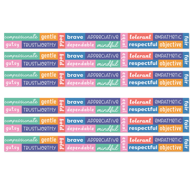 EDUCATORS RESOURCE CD-108520-6 Carson Dellosa Education Straight Border, We Stick Together Positive Words, 36ft Per Pack, Set Of 6 Packs