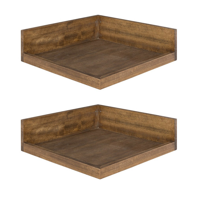 UNIEK INC. 214351 Kate And Laurel Levie Wall Shelves, 3-1/2inH x 12inW x 12inD, Rustic Brown, Set Of 2 Shelves UNIEK INC. 214351 Kate And Laurel Levie Wall Shelves, 3-1/2inH x 12inW x 12inD, Rustic Brown, Set Of 2 Shelves