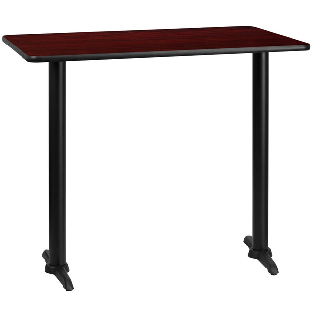 FLASH FURNITURE XUMA3048T0522B Laminate Rectangular Table Top With Bar-Height Table Bases, 43-1/8inH x 30inW x 48inD, Mahogany/Black FLASH FURNITURE XUMA3048T0522B Laminate Rectangular Table Top With Bar-Height Table Bases, 43-1/8inH x 30inW x 48inD, Mahogany/Black